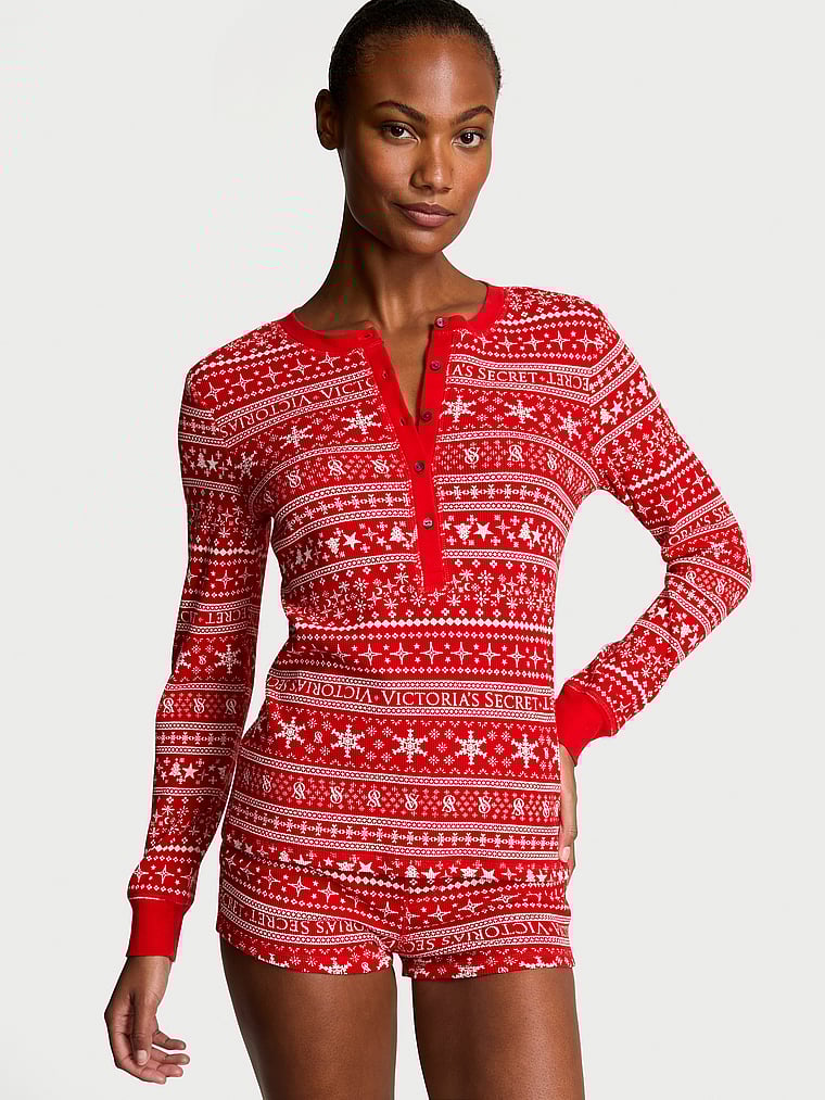 Pigiama Termico Corto, LIPSTICK FAIR ISLE, large