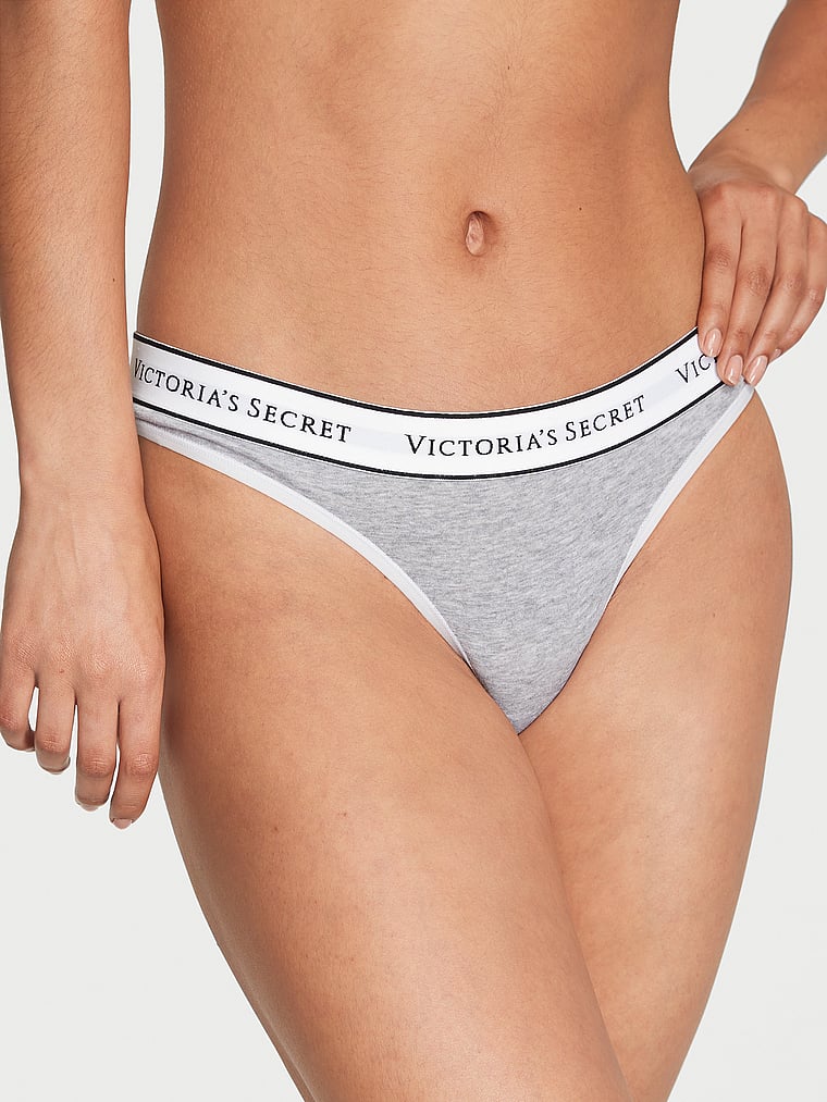 Tanga In Cotone Con Logo, Medium Heather Gray, large