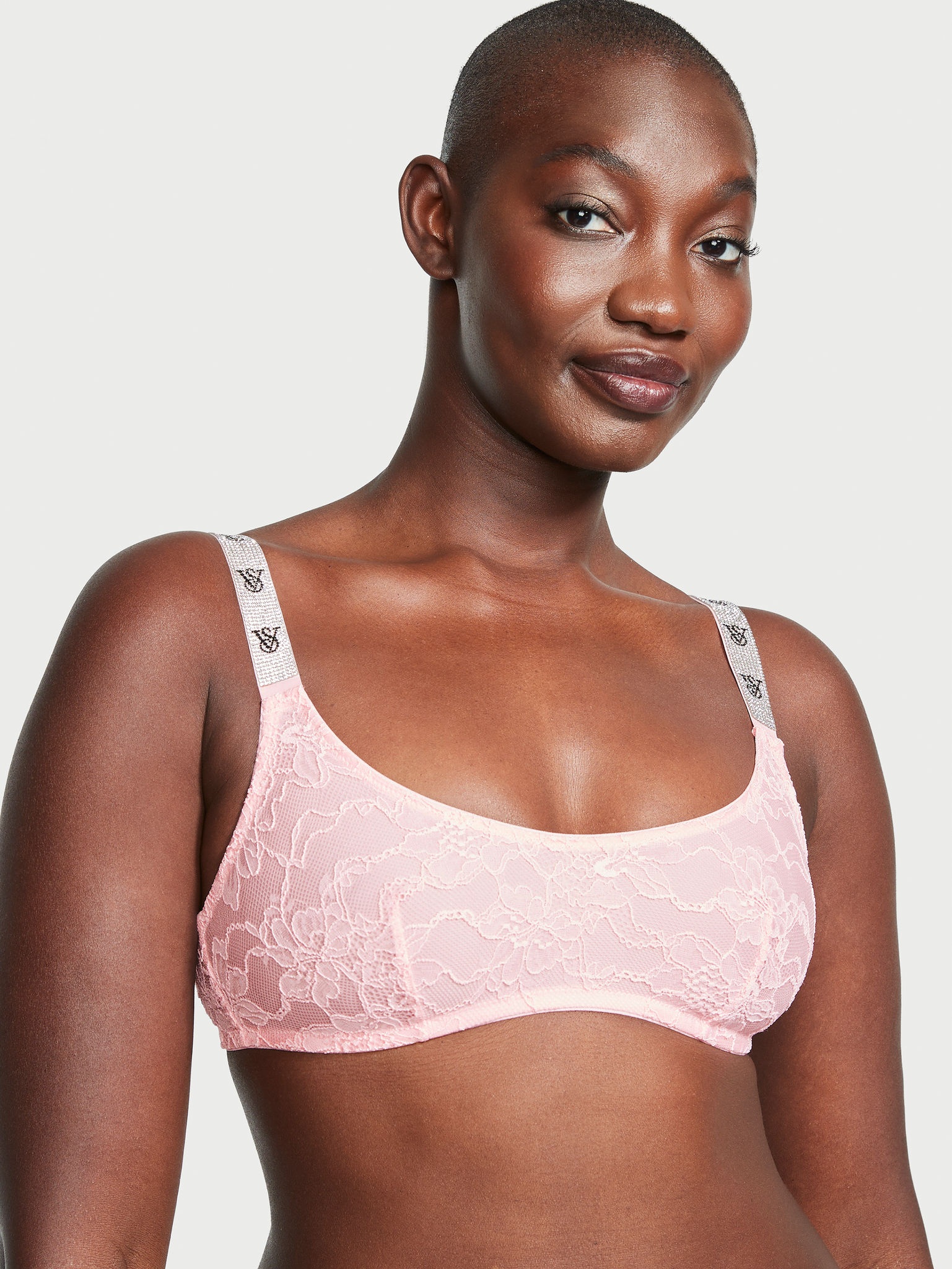 Bralette In Pizzo Con Scollatura Rotonda E Spalline Di Strass, Pretty Blossom, large