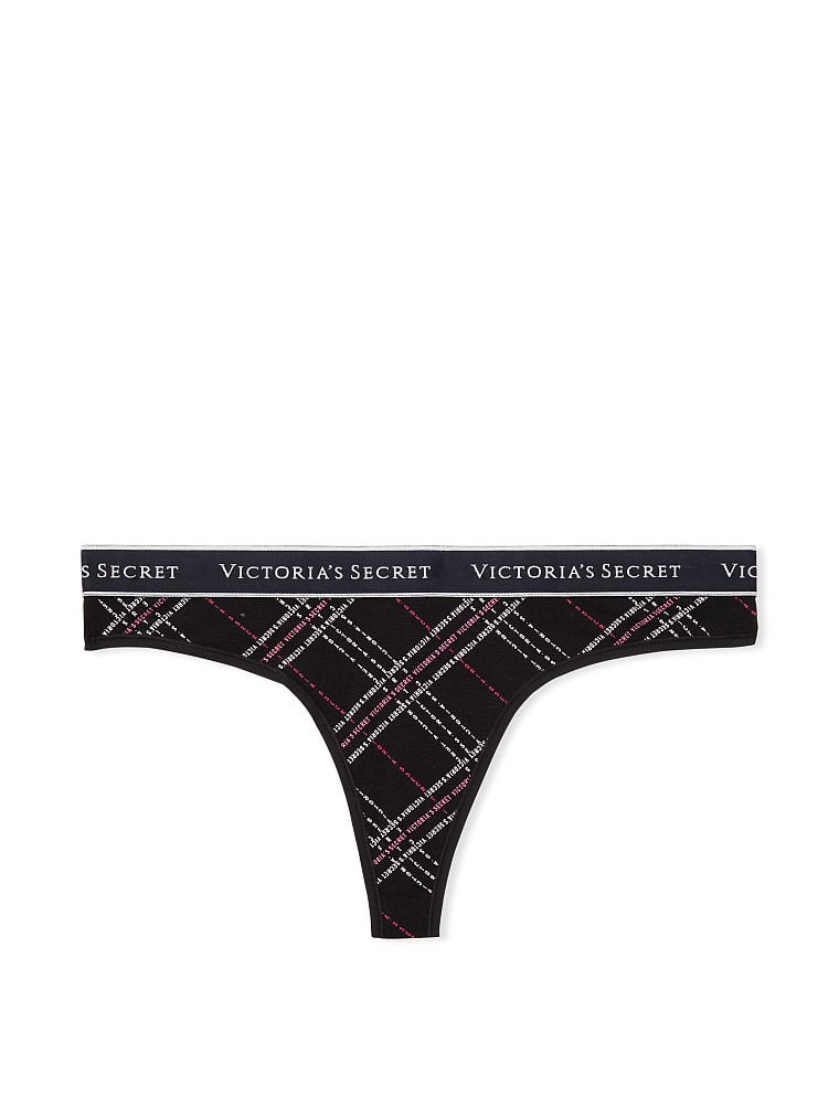 Tanga In Cotone Con Logo, Black Logo Plaid, large