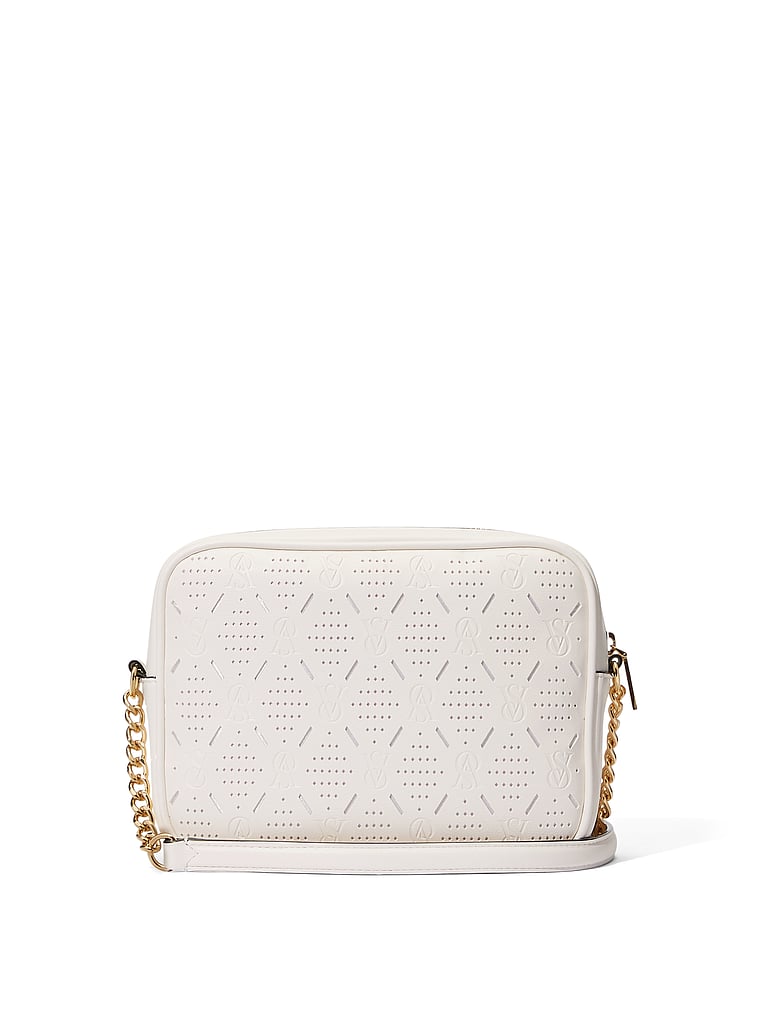 Camera Bag A Tracolla, White Perforated, large
