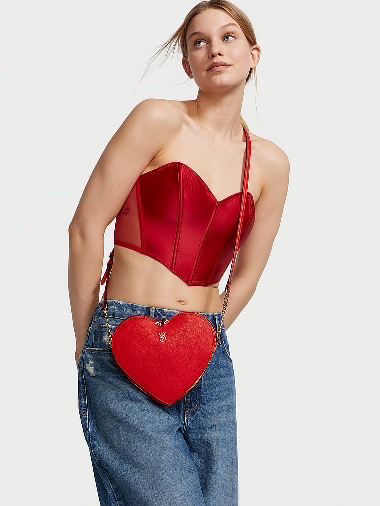Borsa A Tracolla A Forma Di Cuore, Red, large