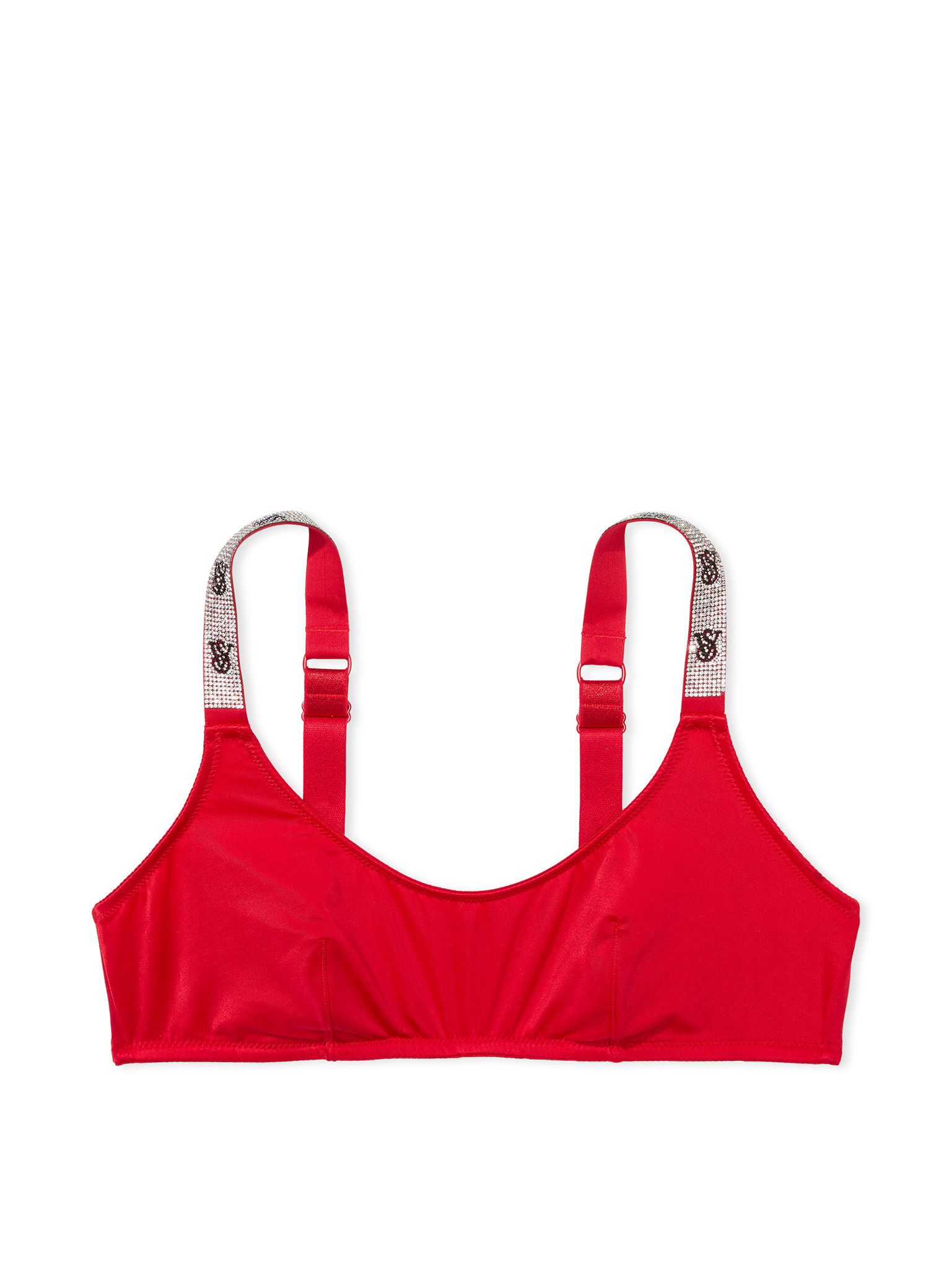 Bralette Con Scollatura Rotonda E Spalline Di Strass, Lipstick, large