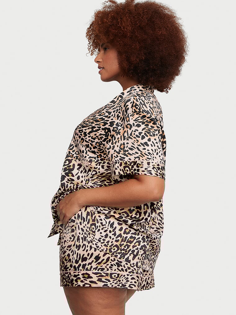 Pigiama Corto In Raso, Wavy Leopard, large