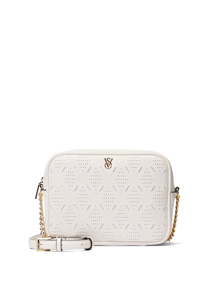 Camera Bag A Tracolla, White Perforated, large