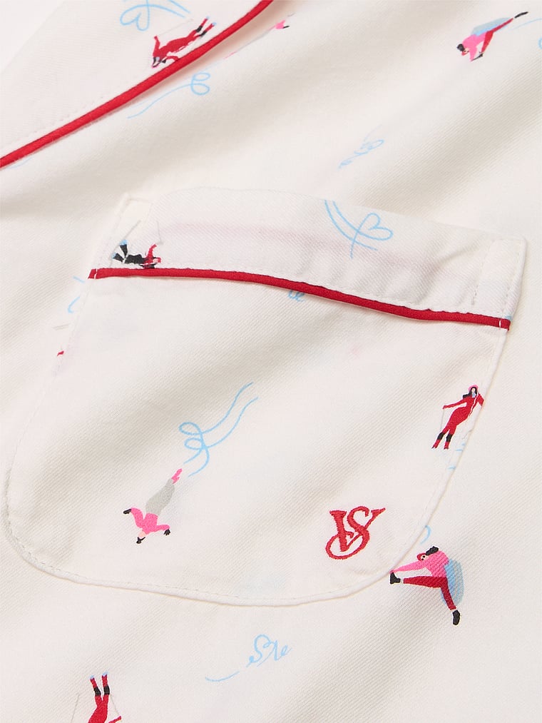 Flannel Long Pajama Set, COCONUT WHITE SKIERS, large