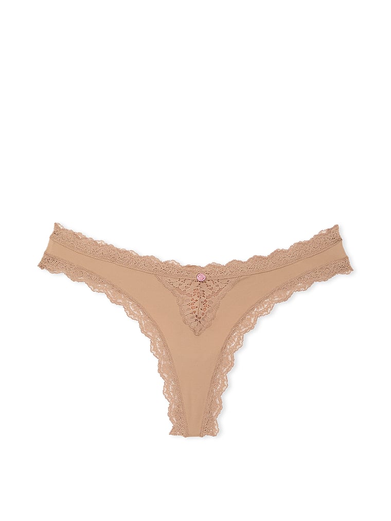 Tanga Con Finiture In Pizzo, Praline, large