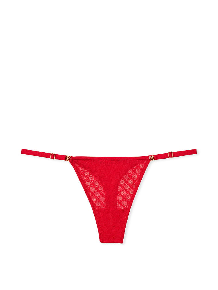 Tanga In Pizzo Con Fianchetti Regolabili Icon By Victoria’s Secret, Lipstick, large