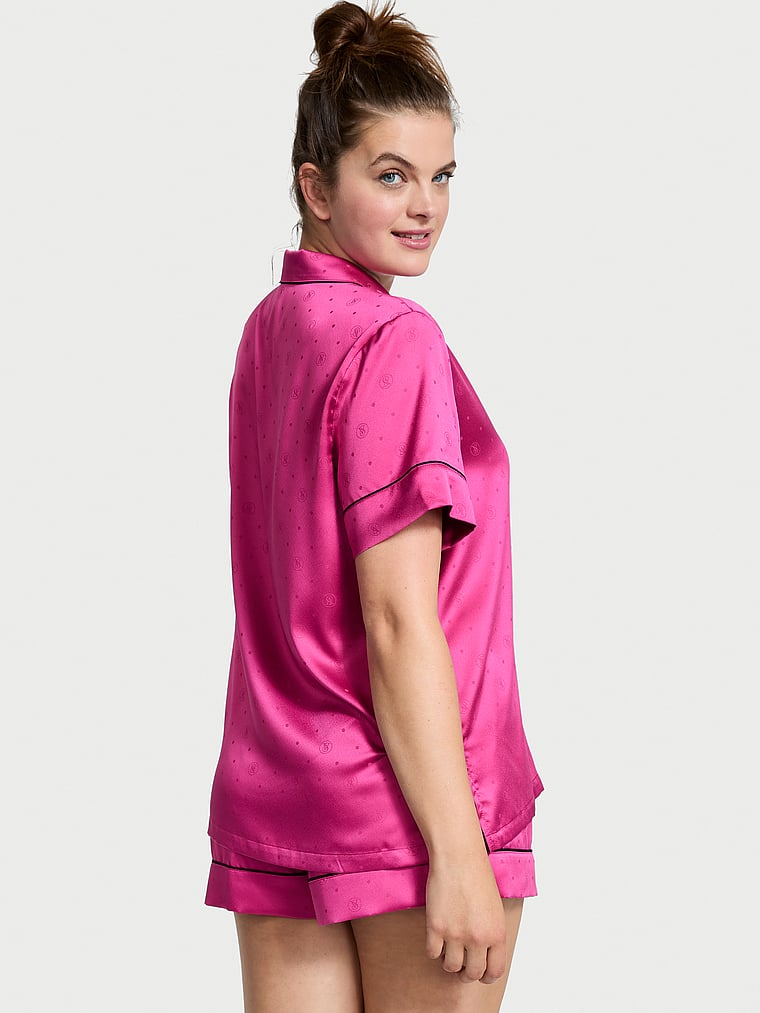 Pigiama Corto In Raso, Pink, large