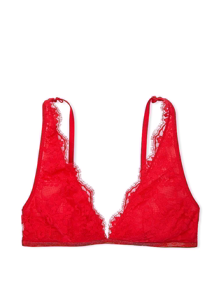 Reggiseno A Triangolo In Pizzo Con Strass, Bright Vermillion, large