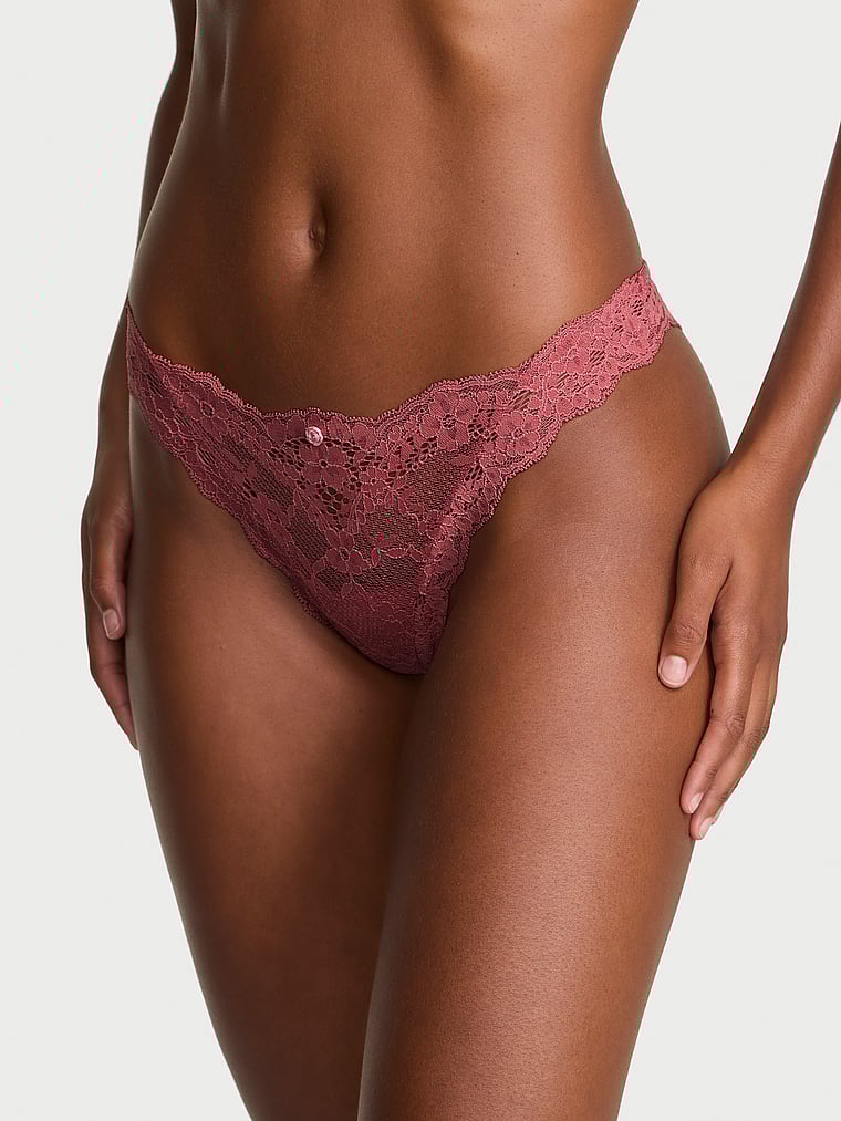 Lace Thong Panty, Seductive Rose, large