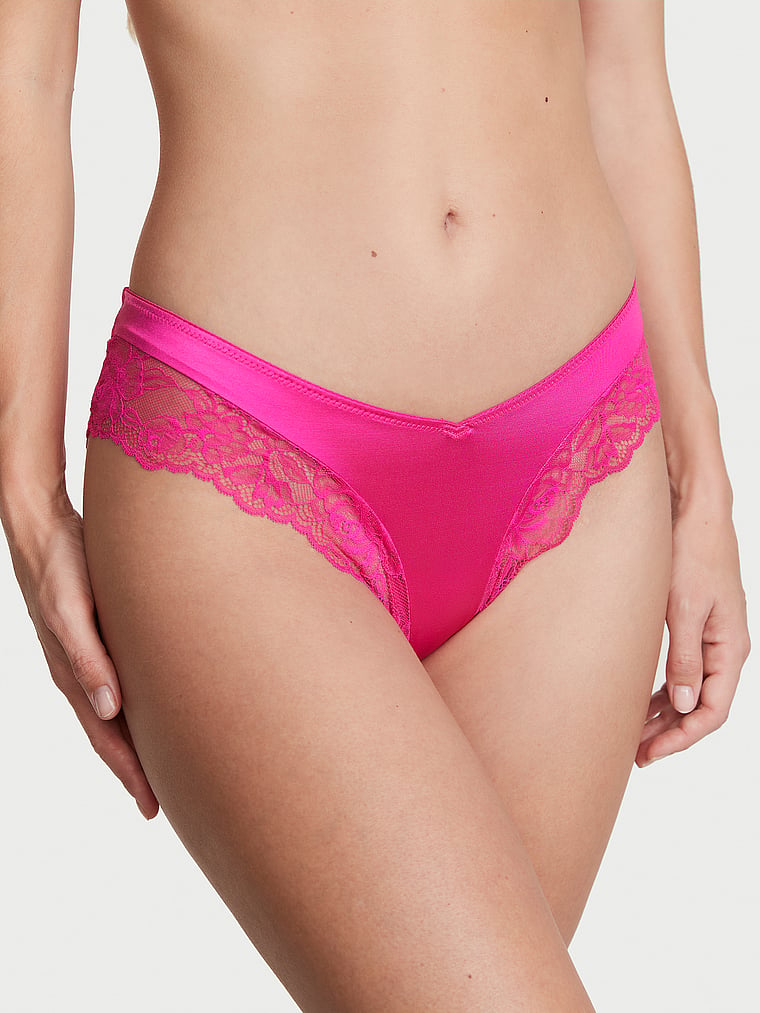 Rose Lace-trim High-leg Cheeky Panty, Forever Pink, large