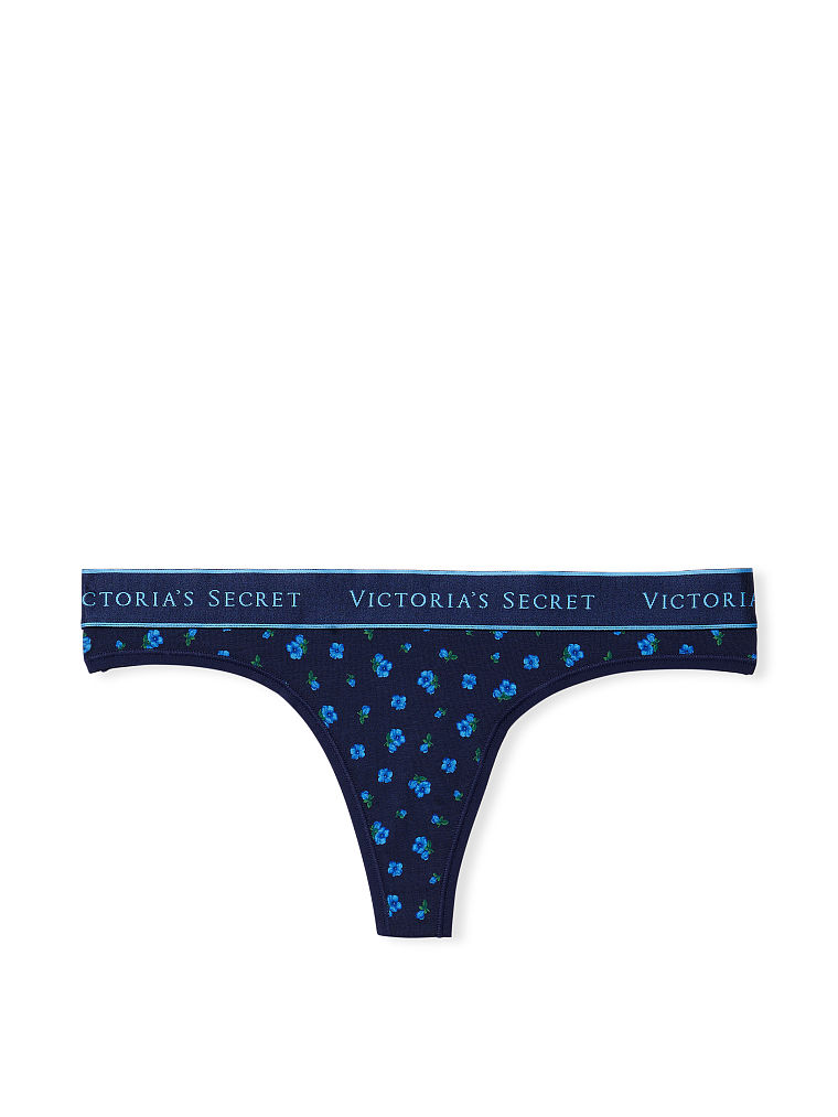 Tanga In Cotone Con Logo, Noir Navy Petite Ditsy Floral, large