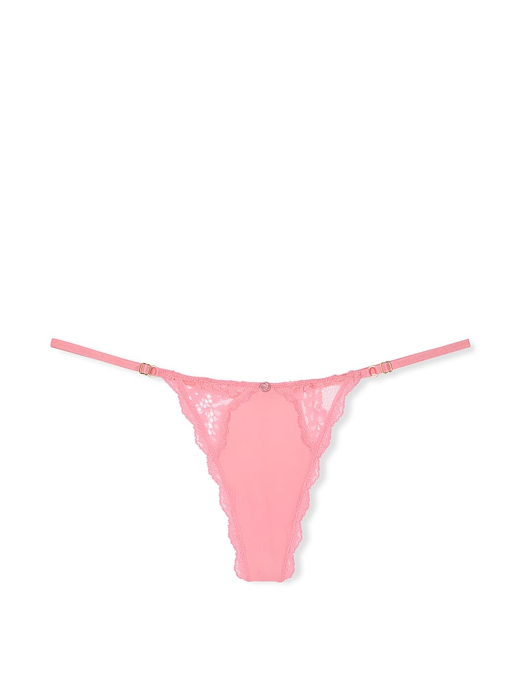 Tanga Regolabile Con Inserti In Pizzo, Pink Hope, large