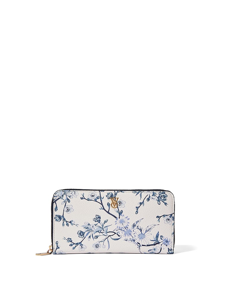 Portafoglio Grande Con Cerniera, Blue Floral, large