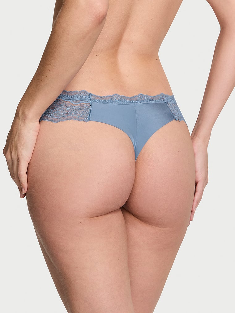 Tanga Con Finiture In Pizzo, Faded Denim, large