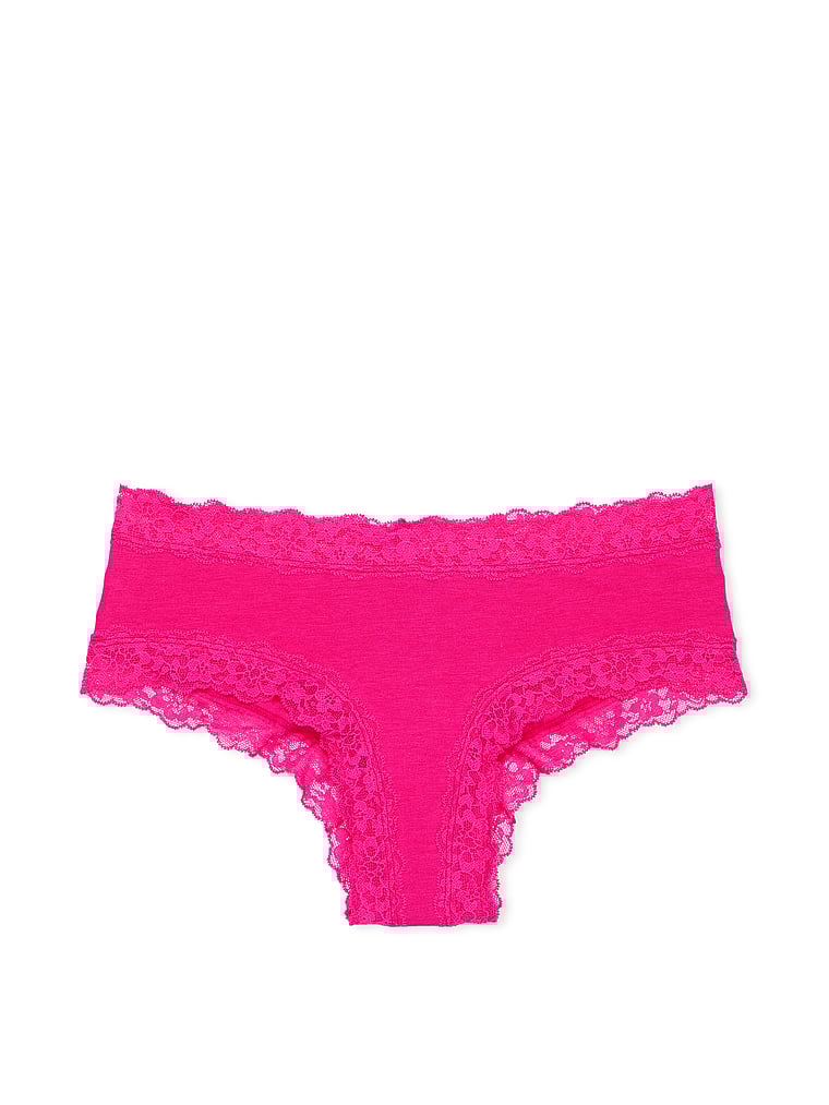 Slip Sgambato In Cotone Con Dettagli In Pizzo, Forever Pink, large