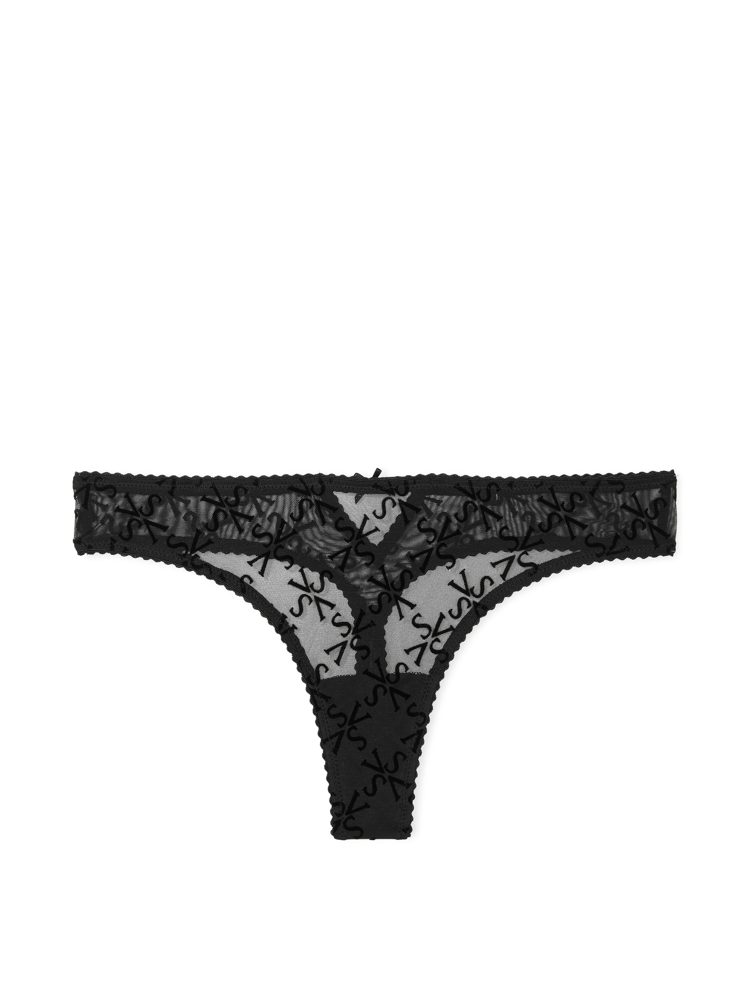 Tanga In Mesh Con Logo Floccato, Black Flocked Logo, large