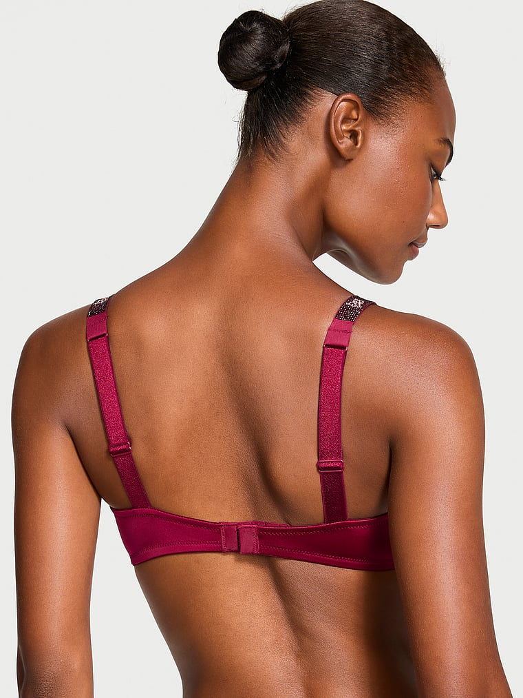 Bralette Con Scollatura Rotonda E Spalline Di Strass, Campari Red, large