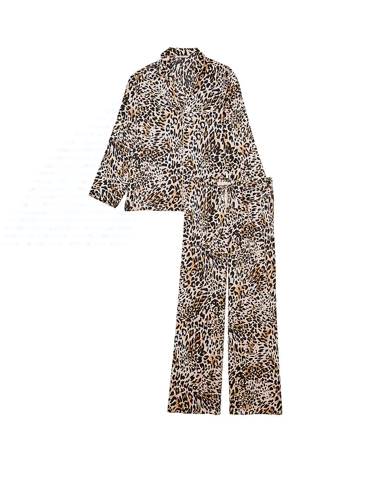 Pigiama Lungo In Raso, Wavy Leopard, large