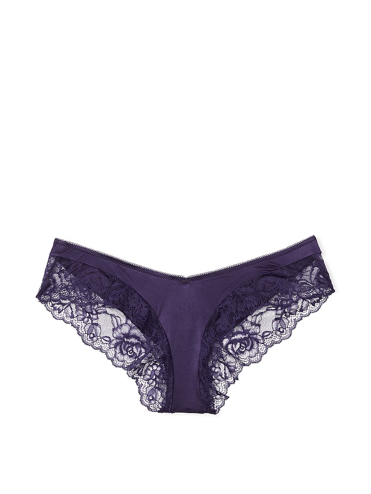 Slip Sgambato Con Finiture In Pizzo Ornato Da Rose, Amethyst, large