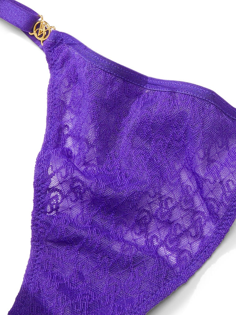 Tanga In Pizzo Con Fianchetti Regolabili Icon By Victoria’s Secret, Purple Shock, large