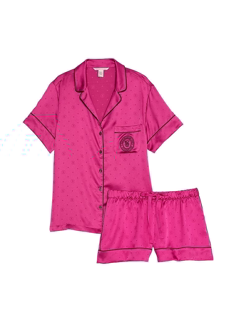 Pigiama Corto In Raso, Pink, large