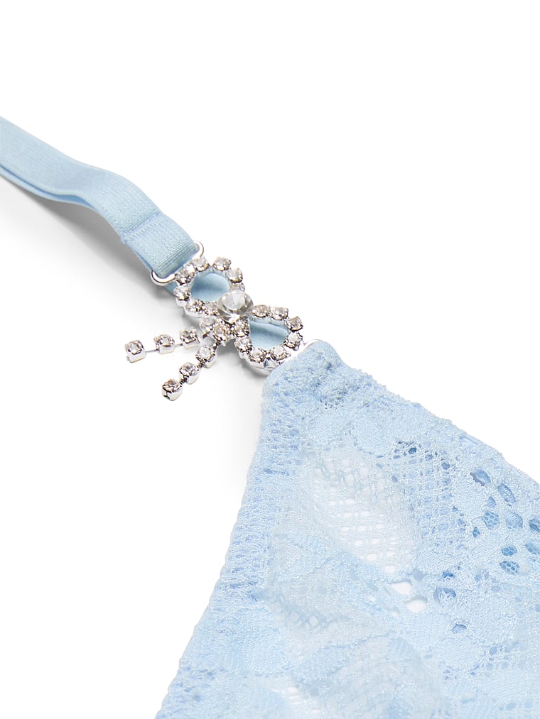 Tanga In Pizzo Con Fiocchi Scintillanti, Light Blue, large