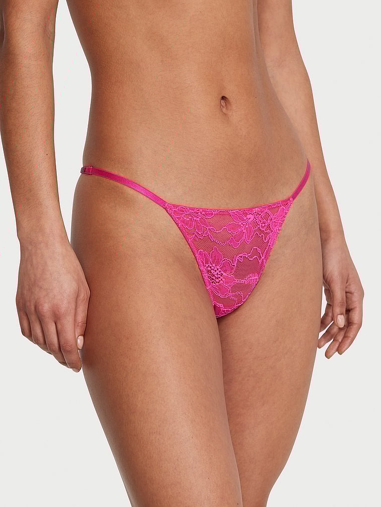 Tanga In Pizzo Con Fianchetti Di Strass, Forever Pink, large