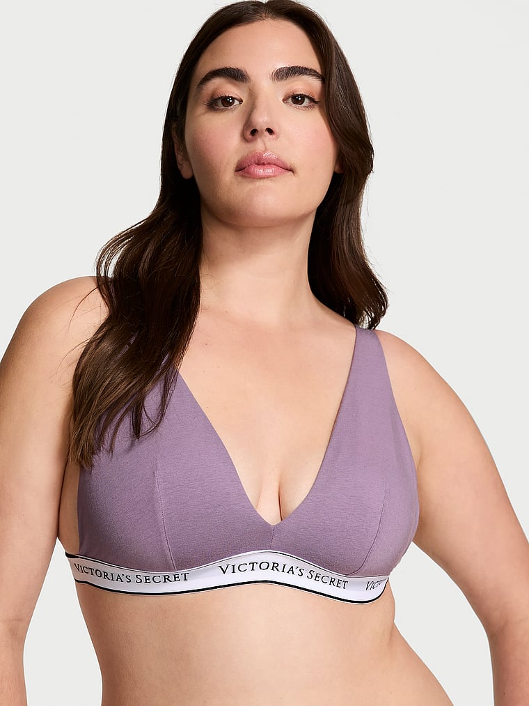 Bralette In Cotone Con Scollatura Profonda E Senza Ferretto, Frozen Plum, large