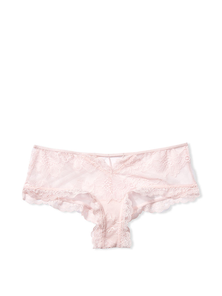 Slip Sgambato In Pizzo E Rete Trasparente Con Cut-out, Sheer Pink, large