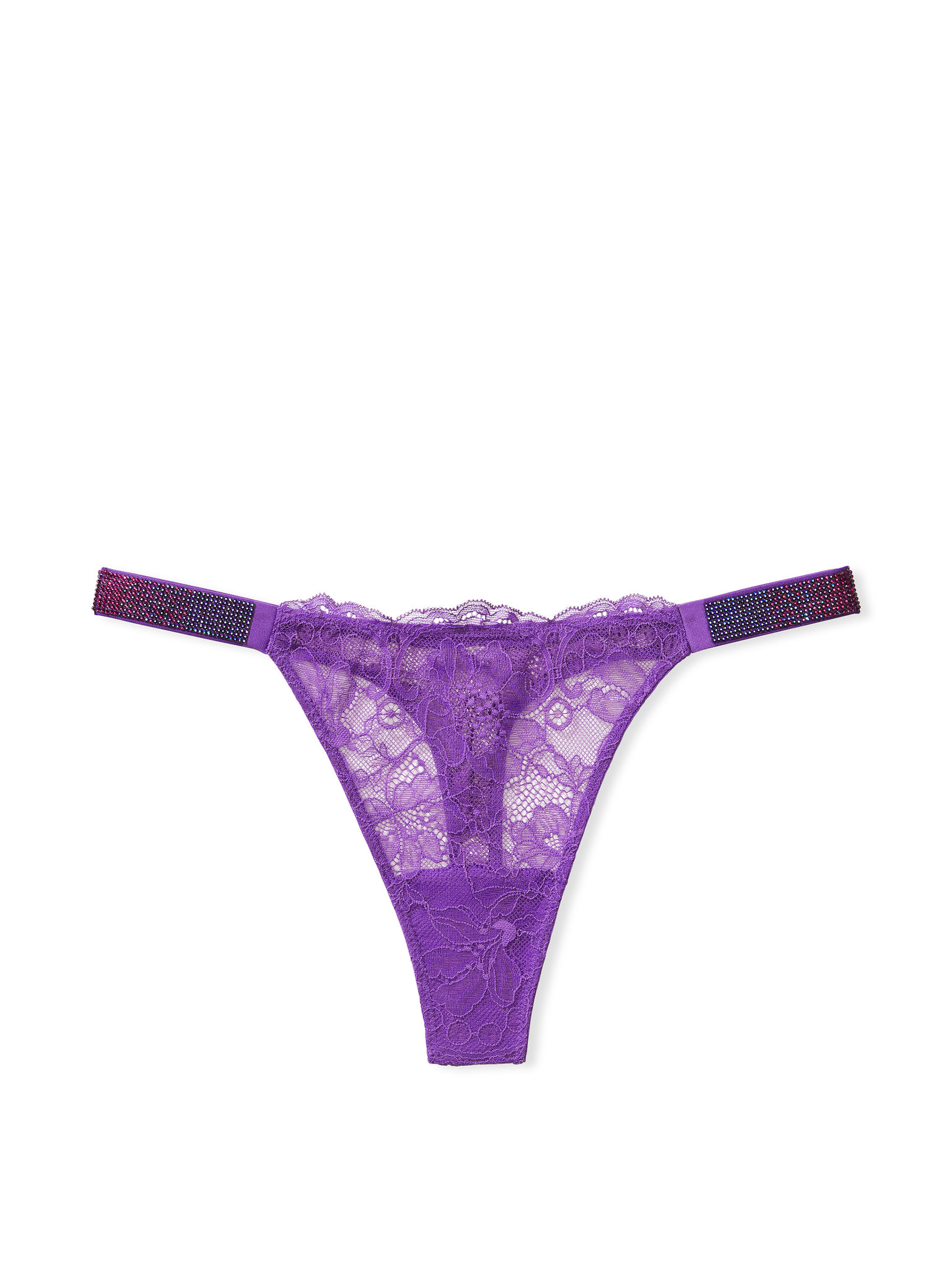 Tanga In Pizzo Con Fianchetti Di Strass, Violetta, large