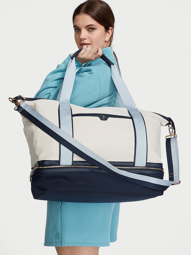 Borsone Per Il Weekend, Blue Colorblock, large