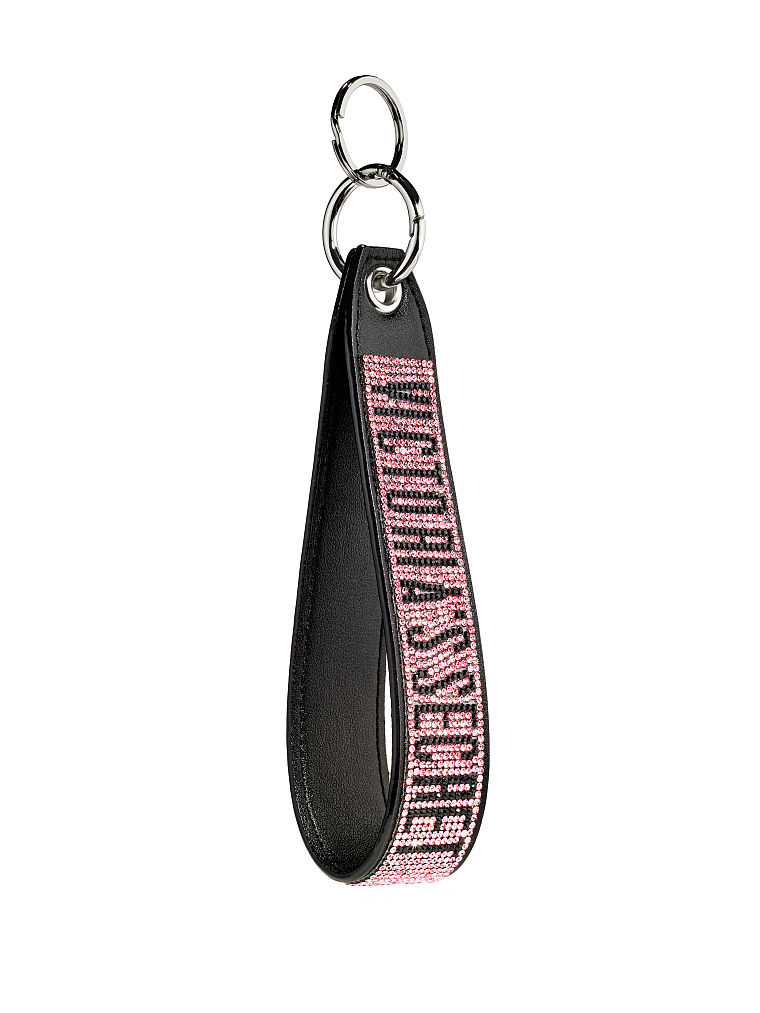 Portachiavi Logato In Strass, Pink, large