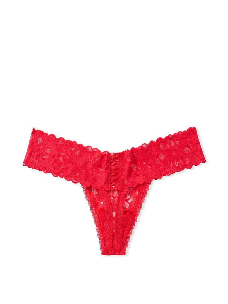 Tanga In Pizzo Con Dettaglio Stringato, Lipstick Red, large