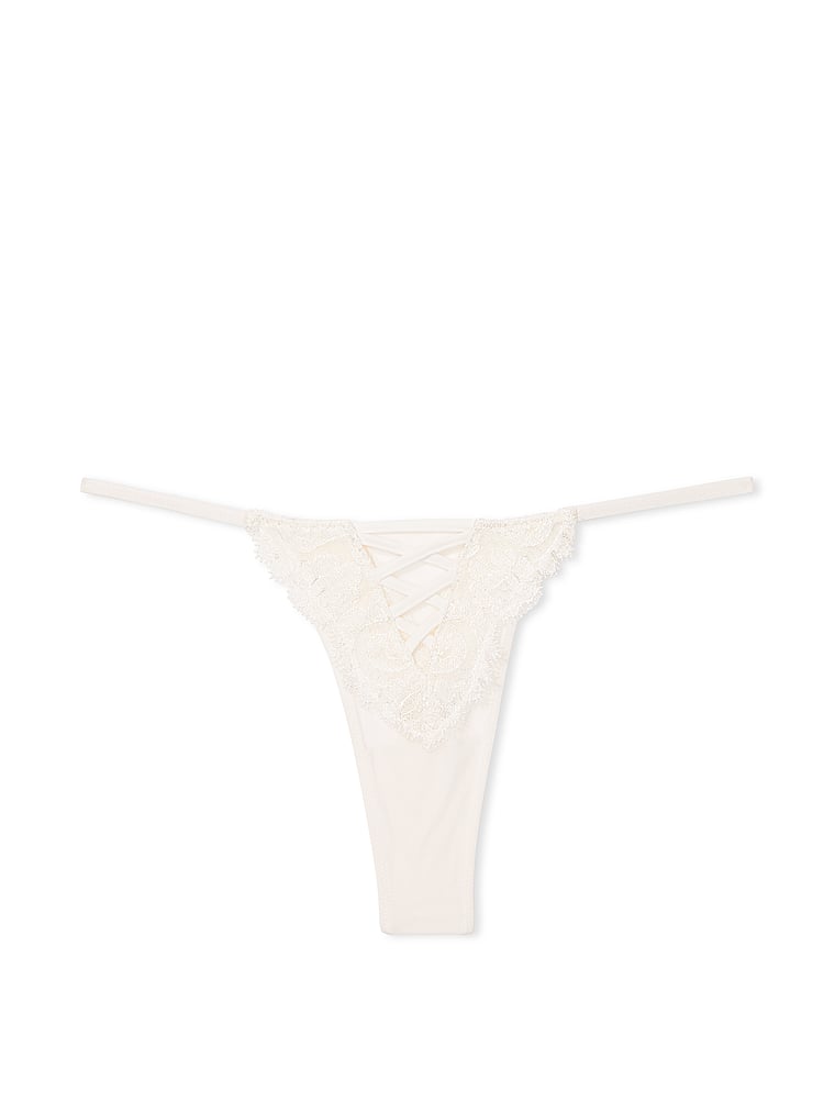 Tanga Con Ricami Floreali Boho-chic, Coconut White, large