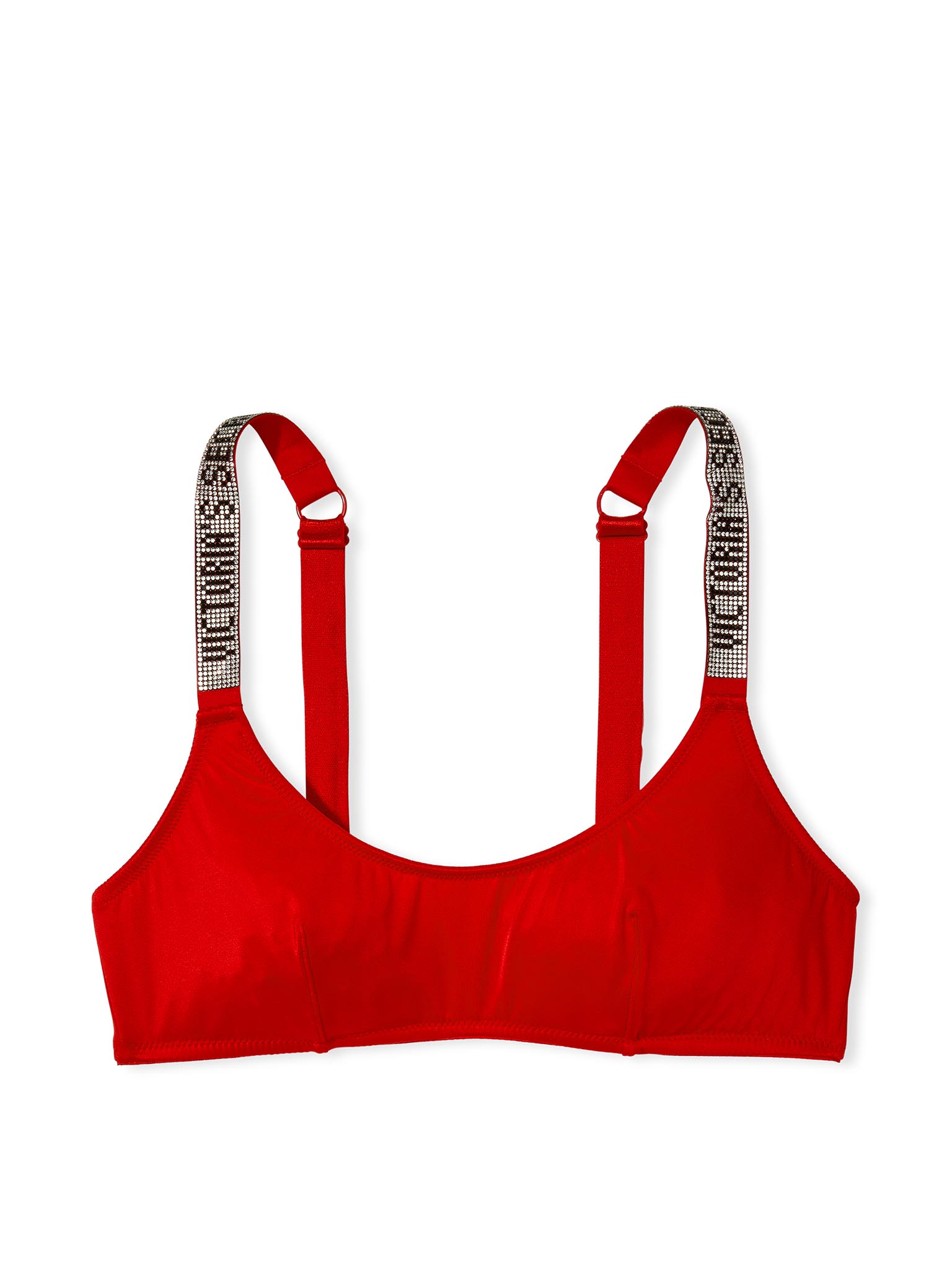 Bralette Con Scollatura Rotonda E Spalline Di Strass, Lipstick, large