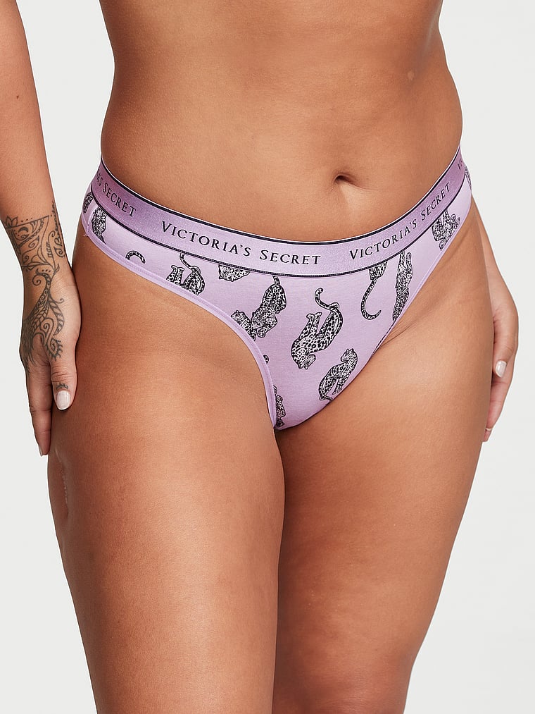 Tanga In Cotone Con Logo, Unicorn Purple Leopards, large