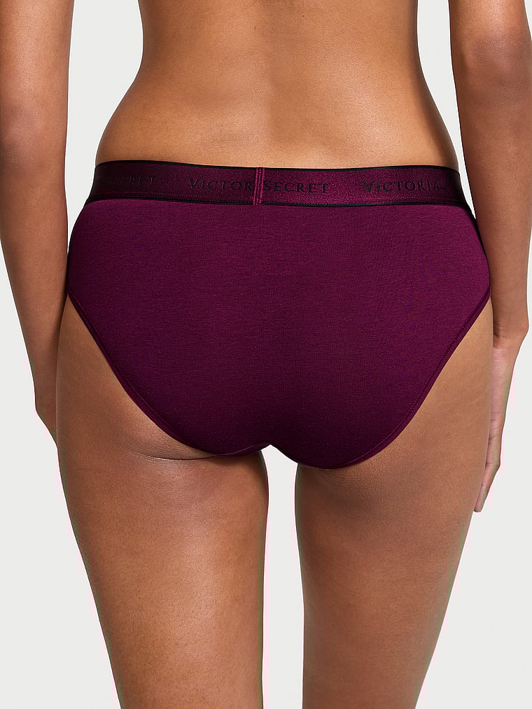 Slip Coprente In Cotone Con Logo, Plum Rouge, large