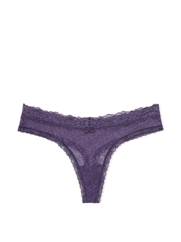 Tanga Con Logo E Finiture In Pizzo, Valiant Purple, large