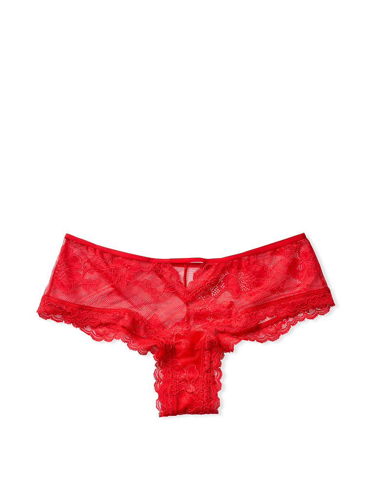 Slip Sgambato In Pizzo E Rete Trasparente Con Cut-out, Lipstick, large