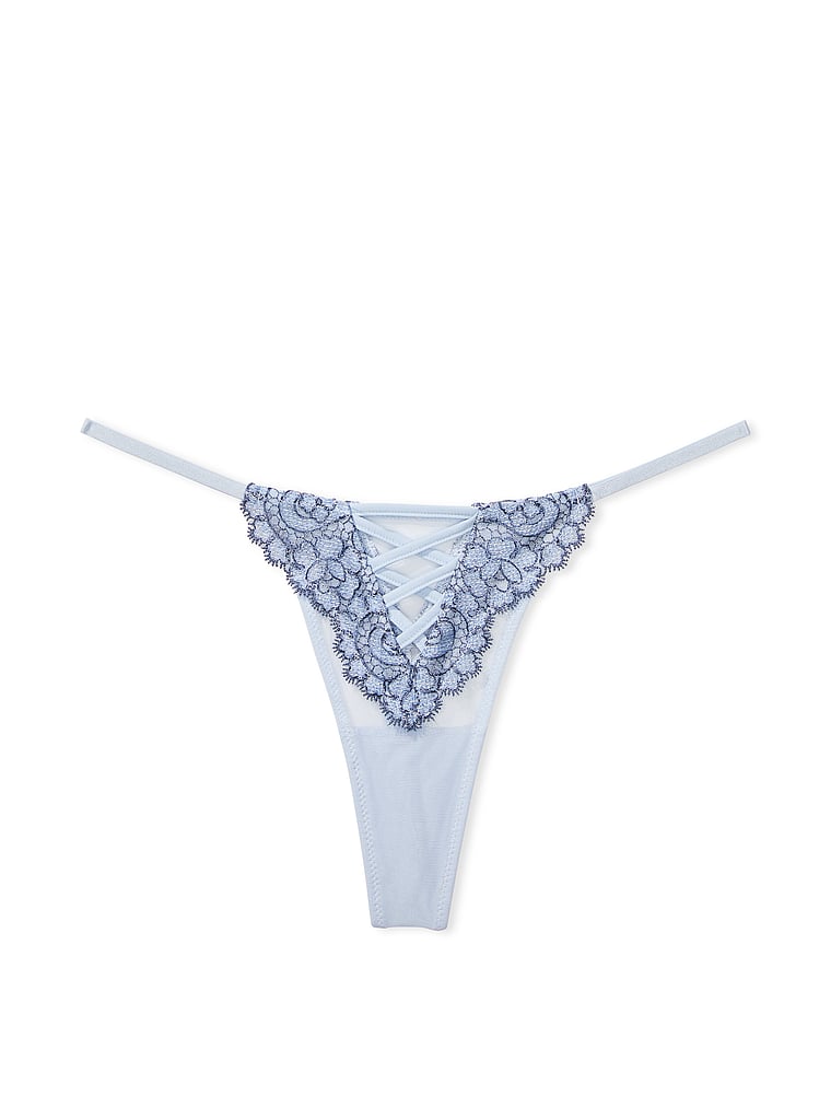 Tanga Con Ricami Floreali Boho-chic, Faded Denim, large