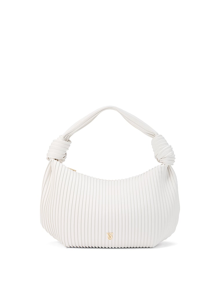 Knotted Top Handle Bag, Coconut White, large
