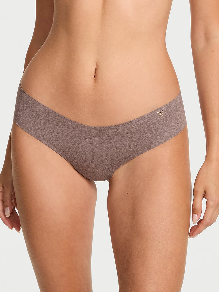 No-show Cotton Thong Panty, Heather Cocoa Blush, large