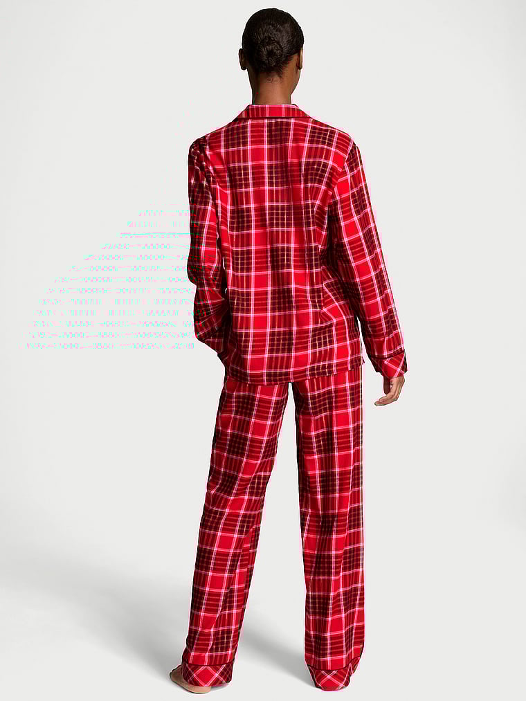 Flannel Long Pajama Set, LIPSTICK LOVELY PLAID, large