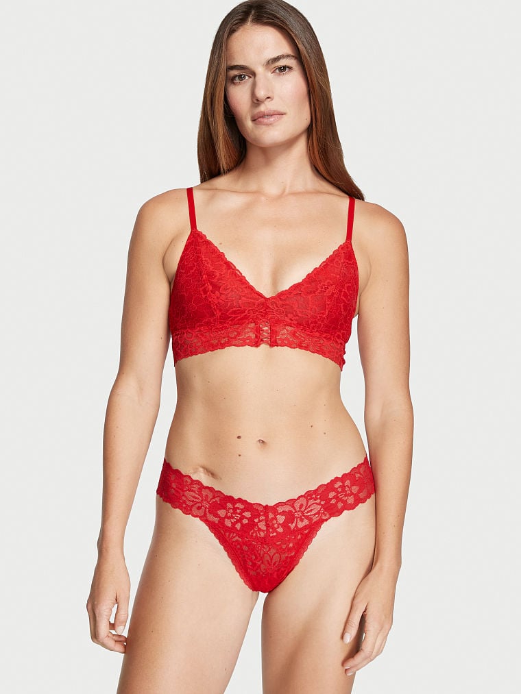 Tanga In Pizzo Con Dettaglio Stringato, Lipstick Red, large