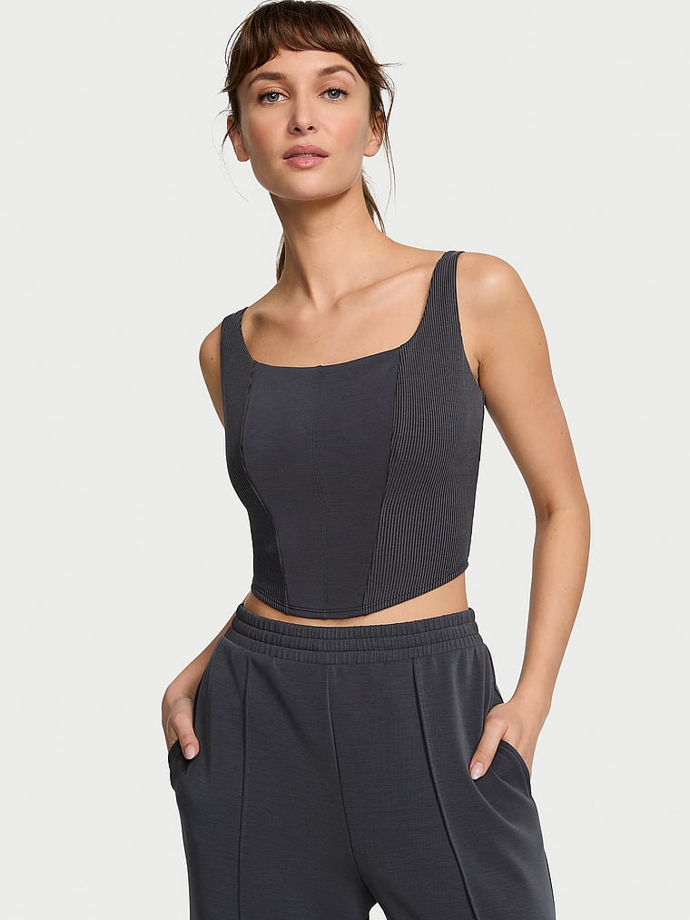 Tank Top Stile Corsetto Sandwashed, Grey, large