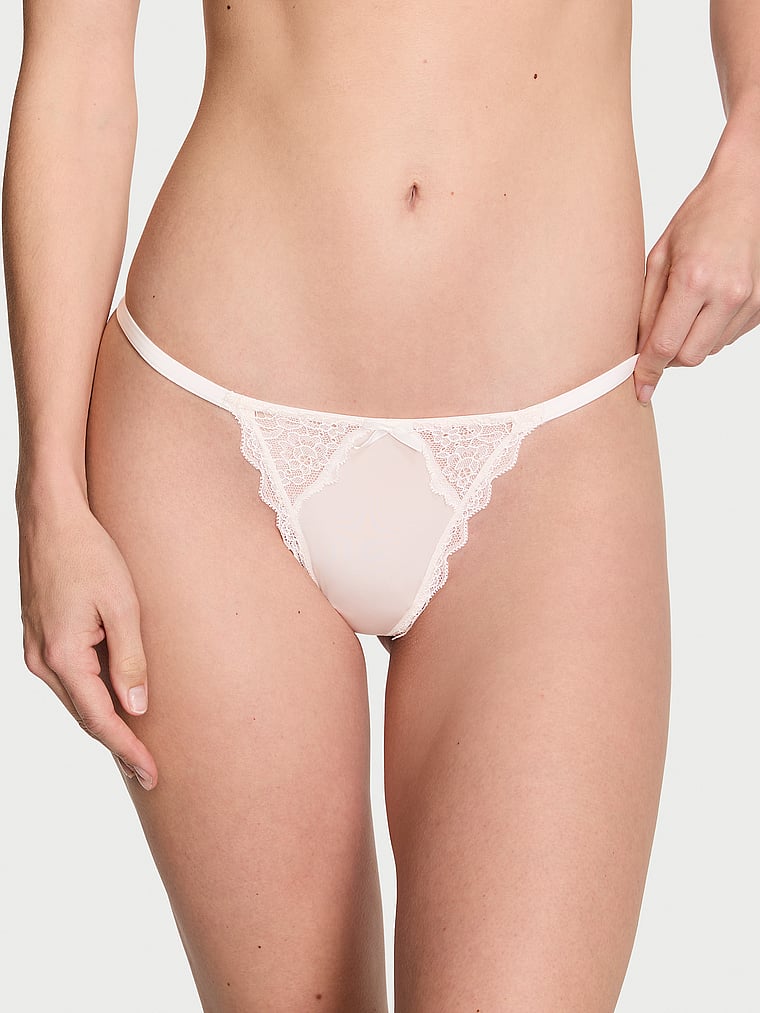 Tanga Con Finiture In Pizzo, COCONUT WHITE72Y 34Y5, large