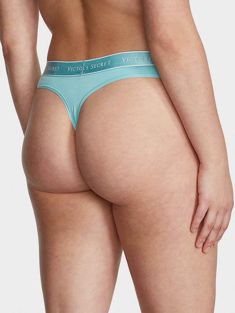 Tanga In Cotone Con Logo, Fountain Blue, large