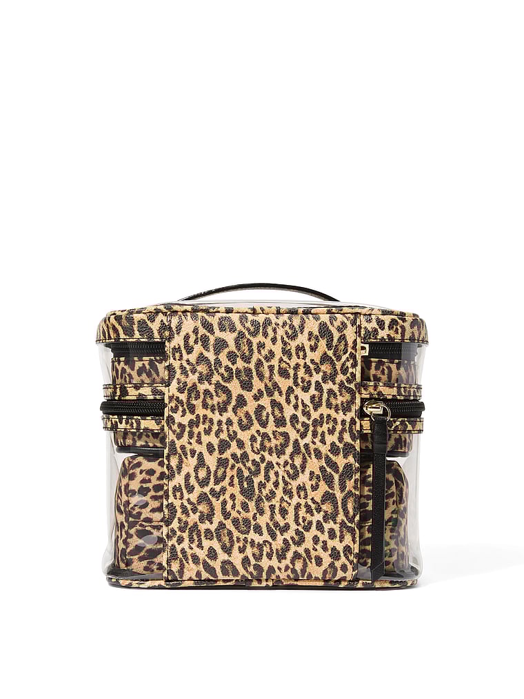 4-piece Makeup Bag Set, Leopard, large